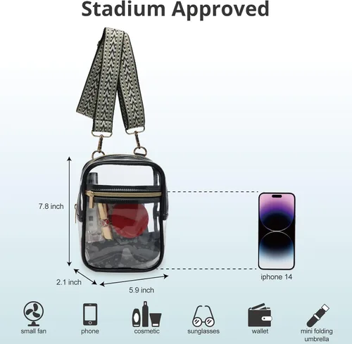 Vista 24 de Bolso cruzado aprobado por estadios para mujer, bolsa transparente para estadios para eventos deportivos, conciertos