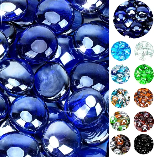 Vista 15 de onlyfire Cuentas de vidrio planas para hoguera de propano, rocas de vidrio reflectantes de 1/2 pulgada, canicas planas de 10 libras para chimenea