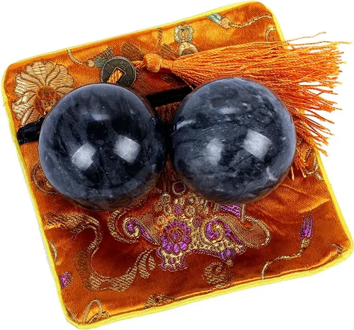 Vista 2 de Angry Mole - Pelotas Baoding de mármol natural de 2 pulgadas, bolas de salud de masaje chino para terapia de ejercicio de mano y alivio del estrés