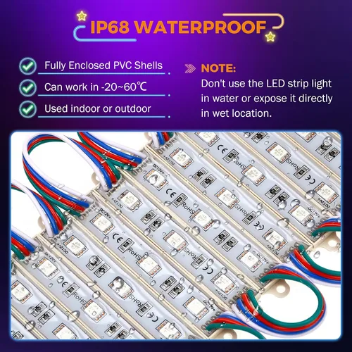 Vista 8 de BEAMNOVA Luces LED RGB LED de 100 pies para negocios, kit de tiras de luces, control remoto, control de aplicación móvil Bluetooth, fuente