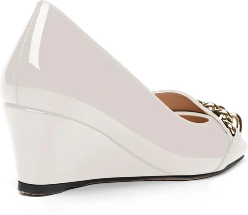 Vista 5 de MOVINSTEPS Zapatos de tacón bajo de cuña de metal para mujer, con puntera cuadrada, de 2 pulgadas