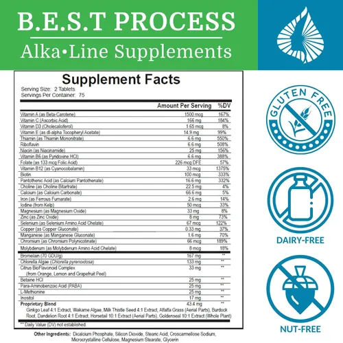 Vista 3 de SuperV Best Process AlkaIine — Multivitamínico energizante y desintoxicante — Vitaminas y minerales con enzimas digestivas, superalimentos y hierbas