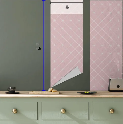 Vista 6 de Ambesonne Papel tapiz rosa rubor para el hogar, abstracto monocromático geométrico inspirado en encaje con estampado de estrellas, acento