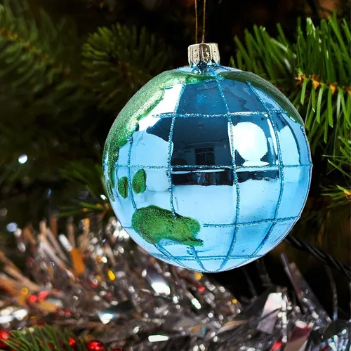 Vista 5 de Adornos de Navidad del mundo 2025, adornos de vidrio soplado para árbol de Navidad, adornos de Navidad colgantes raros en 3D para decoración