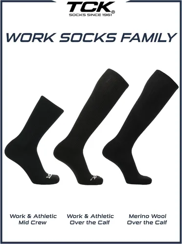 Vista 6 de Calcetines de trabajo por encima de la pantorrilla para hombres y mujeres 9-11, 10-13, 13-15, calcetines acolchados altos para botas que absorben