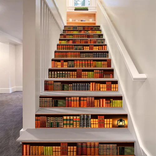 Vista 12 de artfanke 13 piezas de adhesivos 3D de amanecer en la playa - Adhesivos para escalones de pelar y pegar para decoración de hogar y oficina - 39,37" x