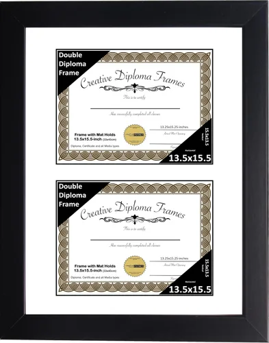 Vista 43 de Creative Picture Frames Marco de diploma doble clásico negro de 6 x 8 pulgadas con vidrio negro y colgador de pared instalado