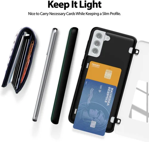 Vista 7 de GOOSPERY Parachoques magnético para puerta compatible con Galaxy S21 Plus, tarjetero con soporte de tarjeta, funda tipo cartera con cierre Lila