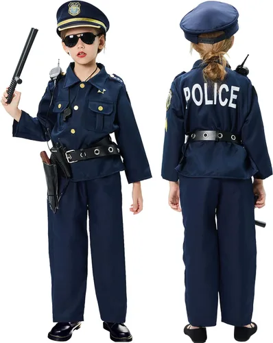 Vista 3 de Disfraz de policía para niños juego de rol de policía con esposas e insignia