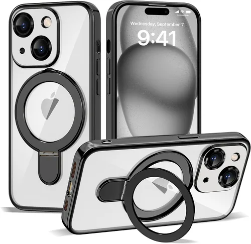 Vista 66 de Funda compatible con iPhone 12 con soporte de anillo magnético invisible [compatible con Mag-Safe] [Protector completo de lente de cámara] Funda