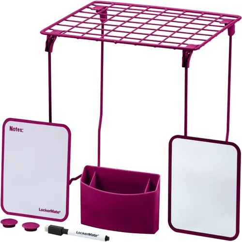 Vista 10 de LockerMate Kit organizador de casillero de 7 piezas, incluye estante de casillero, espejo, pizarra blanca, taza de almacenamiento y marcador de Negro