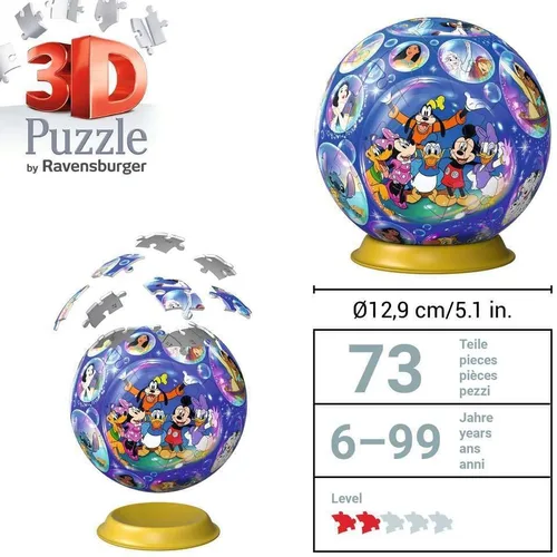 Vista 5 de Ravensburger Bola de rompecabezas 3D de personajes de Disney, 72 piezas, bola de rompecabezas para fanáticos de Disney a partir de 6 años 72