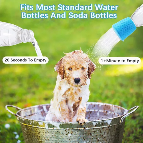 Vista 4 de Honeydak Cabezal de ducha portátil para perro, accesorio para botella de exterior, accesorio de rociador de agua, funciona con botellas de plástico
