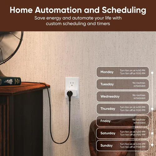 Vista 4 de Wyze Plug, enchufe inteligente WiFi de 2.4GHz, funciona con Alexa, Google Assistant, IFTTT, no requiere concentrador, paquete de dos, blanco