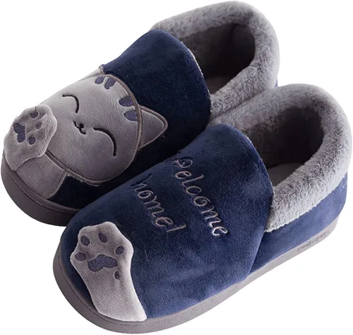Vista 4 de Zapatos de vestir para niña, talla 2, para niños, niñas, suaves, de invierno, de dibujos animados, para gatos, antideslizantes, para interiores