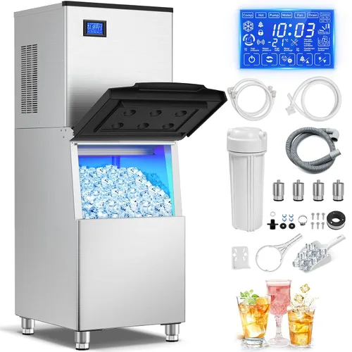Vista 21 de Máquina de hielo Nugget para encimera 40 libras/día, contenedor de hielo de 10 libras, máquina de hielo de pellets suaves masticables de acero