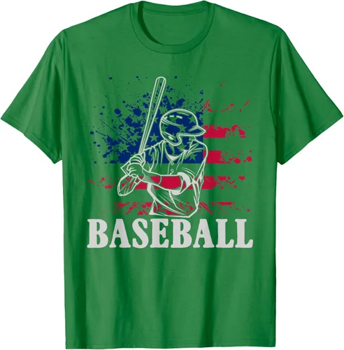 Vista 5 de Camiseta de béisbol deportiva estadounidense con bandera estadounidense, Negro, S