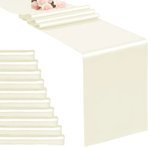 Vista 12 de Paquete de 20 caminos de mesa dorados de satén de 12 x 108 pulgadas de largo para bodas, decoraciones para fiestas de cumpleaños, banquetes