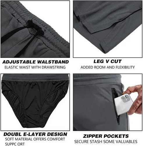 Vista 4 de EVERWORTH Pantalones cortos de entrenamiento con entrepierna de 3 pulgadas para hombre, de secado rápido, pantalones cortos ligeros para hombre