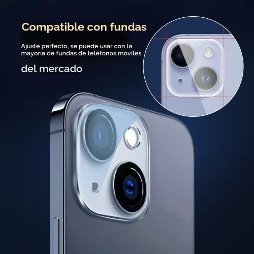Vista 4 de Protector de lente de cámara para iPhone 13 de 6.1 pulgadas/iPhone 13 Mini de 5.4 pulgadas, vidrio templado 9H, Ultra HD, resistente a los arañazos