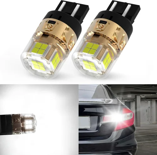 Vista 9 de LASFIT Bombillas LED L2 7440 7443 de luz de freno roja, luces traseras, súper brillantes T20 7441 7444 W21W reemplazo para luces traseras de parada