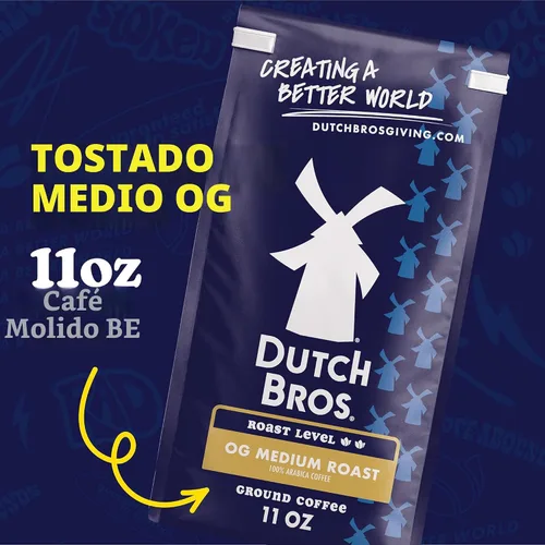 Vista 3 de Dutch Bros OG tostado medio, café molido Café molido 100% arábica, chocolate con leche y notas cítricas, combina con cremas Dutch Bros, 1 bolsa