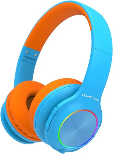 Vista 13 de PowerLocus PLED Auriculares Bluetooth para Niños, Auriculares Inalámbricos para Niños con Luces LED, Volumen Seguro de 74/85/94dB, Micro SD, Cable
