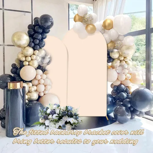 Vista 8 de Cubierta de fondo de arco de elastano, cubierta de arco de Chiara, cubierta de arco de boda de 2 lados para boda, ceremonia, fiesta de cumpleaños
