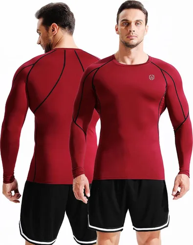 Vista 4 de Neleus - Camisas de compresión de manga larga para hombre, para ejercitarte, correr, 3 u.