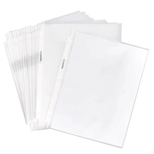 Vista 10 de Amazon Basics Protectores de hojas resistentes para almacenamiento de páginas, transparentes, paquete de 100