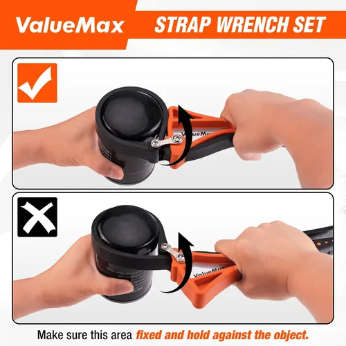 Vista 5 de ValueMax Llave de correa de 2 piezas, juego de llaves de filtro de aceite Naranja