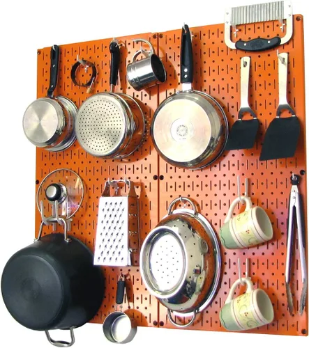 Vista 40 de Wall Control Organizador de Tablero Perforado de Cocina Estante de Almacenamiento de Ollas y Sartenes Kit de Organización con Tablero Perforado