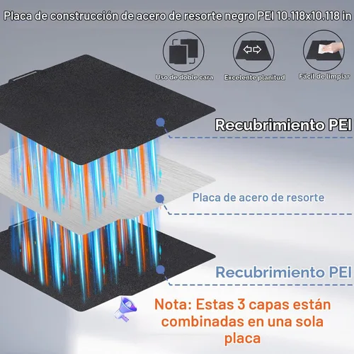 Vista 2 de IdeaFormer-3D Placa de construcción de doble cara negra PEI para Bambu Lab X1/X1C/X1E/P1P/P1S/P2S/A1, lámina de acero para muelles flexible