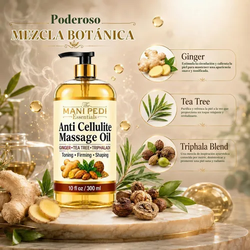 Vista 2 de TMPE Aceite de masaje anticelulítico con jengibre, árbol de té y hierbas Cuidado corporal dirigido · Tonos, Firmas y Formas visibles · Jengibre
