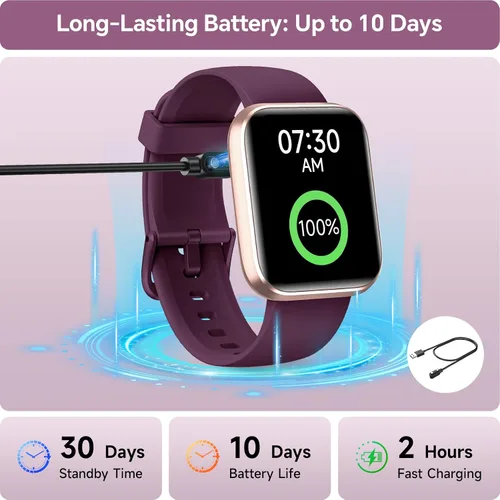 Vista 8 de Relojes inteligentes para mujer, reloj inteligente HD de 1.85 pulgadas para iPhone/Samsung/Android con llamadas/mensajes/recordatorios, 3ATM 120+