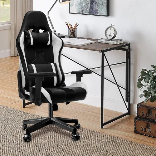 Vista 2 de Frassie Par de reposabrazos de silla ajustable en altura, juego de brazos de silla de jefe de juego de repuesto 4D (negro)