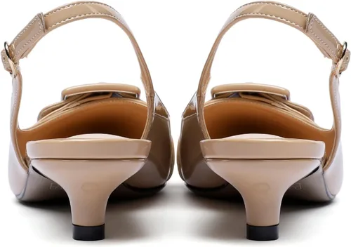 Vista 6 de Eldof Zapatos de tacón de gatito para mujer, con puntera puntiaguda, tacones bajos, tacones clásicos con lazo, zapatos de vestir para oficina, boda