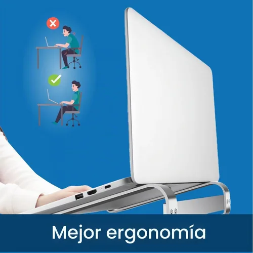 Vista 6 de MMOBIEL Soporte para laptop - Elevador de 10 a 18 pulgadas - Soporte ventilado universal - Soporte para laptop para escritorio compatible