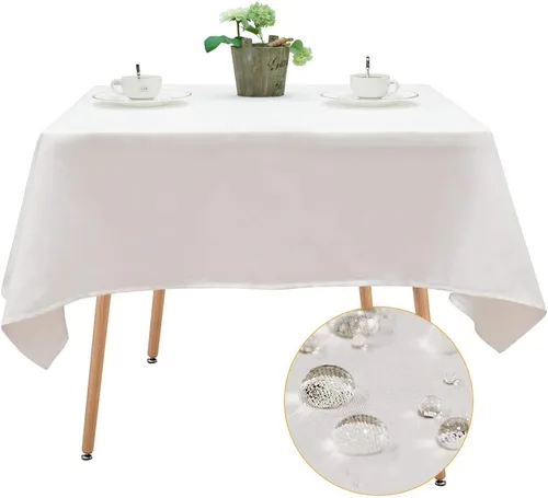 Vista 42 de BALCONY & FALCON Mantel Rectangular de Lino Sintético Impermeable Lavable Limpiable Cubierta de Mesa para Decoración de Mesa de Cocina Comedor