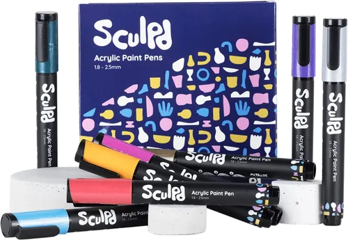 Vista 7 de Sculpd Juego de bolígrafos de pintura acrílica, tonos Bloomsbury, puntas finas de primera calidad para pintar cerámica, madera, cartón, papel