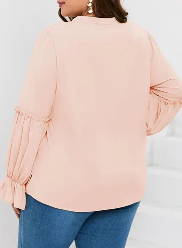 Vista 2 de Eytino Womens Plus Size Tops Long Sleeve Flowy Blouses V Neck Babydoll Shirts(1X-5X)
