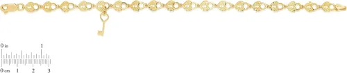Vista 4 de Pulsera de oro amarillo de 10 quilates con acabado texturizado en forma de corazón y eslabones de llave, Metal, no conocido