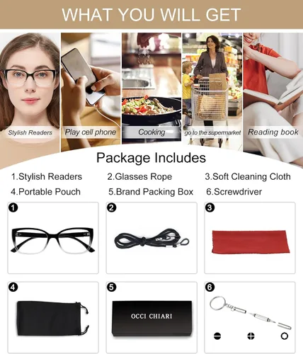 Vista 75 de OCCI CHIARI Gafas de lectura de moda para mujer y hombre