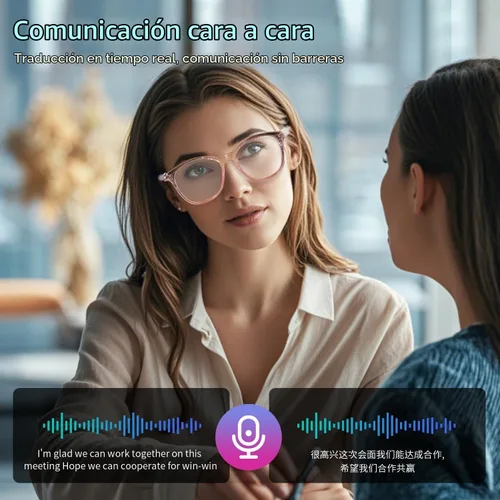Vista 6 de Gafas inteligentes AI para mujer, gafas Bluetooth de traducción
