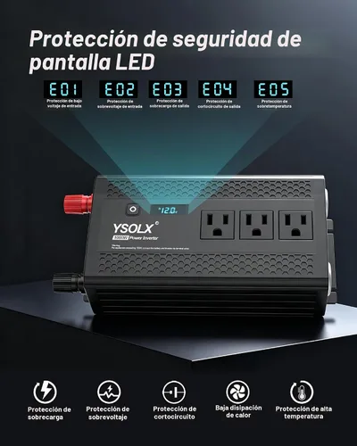 Vista 4 de Inversor de corriente de 1000 W de 12 V a 110 V/120 V para camping RV 3 AC Outlets, 24W USB-A & 30W PD, Dual Cigarette Lighter Ports, Power