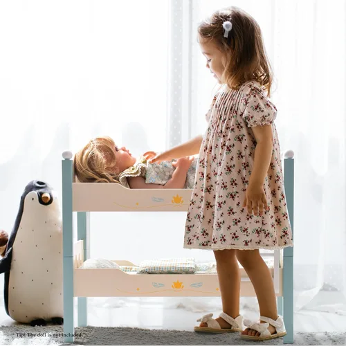Vista 7 de ROBOTIME Literas de muñeca de bebé, cunas de madera para muñecas de 18 pulgadas, cama apilable para muñecas de muñeca para muñecas americanas