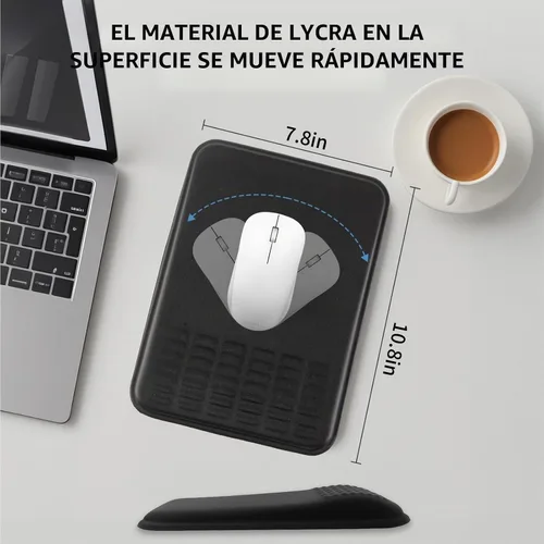 Vista 5 de Alfombrilla ergonómica para mouse con reposamuñecas, espuma viscoelástica súper suave, alivio del dolor para teclado de computadora, reposamanos
