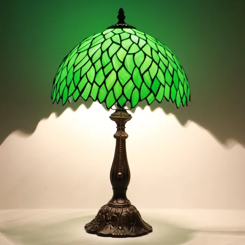 Vista 11 de Tiffany Table Lamp Stained Glass Bedside Reading Light W12H19 inch