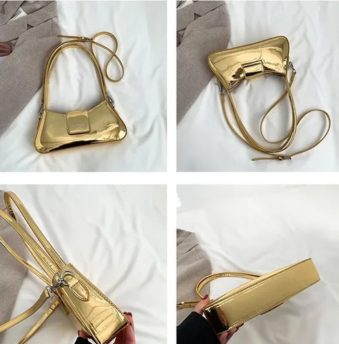 Vista 7 de Bolso de noche para mujer, bolso de mano de cuero, bolso de hombro pequeño, bolso de mano brillante, bolso de mano con asa superior 2023