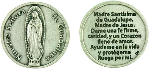 Vista 2 de Nuestra Senora de Guadalupe Nuestra Señora Bolsillo Token con oración en español